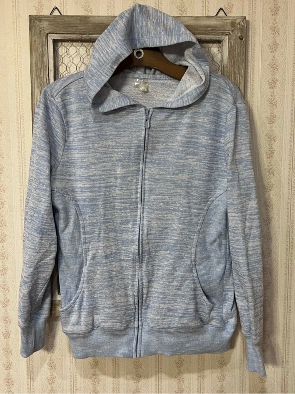 Light Blue Heather Zip-Up Hooded Jacket